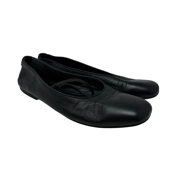 KOIO Aurora Leather Ballet Flat Womens Size 41 US 11 Black Square Toe - Picture 1 of 8